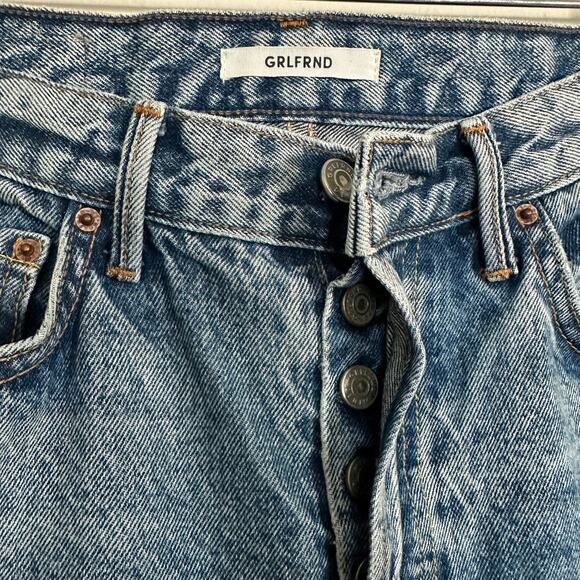 GRLFRND Revolve Karolina Jeans Size 27 High Rise Straight Leg Blue - Picture 6 of 8